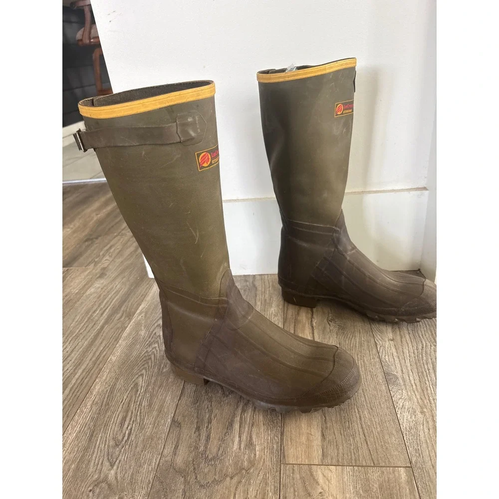 LaCrosse Outdoorsman Rubber Boots Mens 9 Green Waterproof Steel Shank USA Made